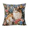 Animal Series Plush Cat Flower Pattern Pillow Cover For Living Room Decor