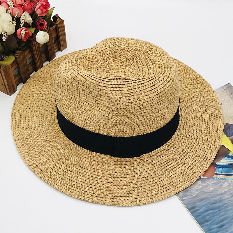 Windbreak Rope, Seaside Travel, Sunshade, Sunscreen, Straw Top Hat, Velcro Sweat Belt, Flat Brim, Large Brim, Breathable And Comfortable