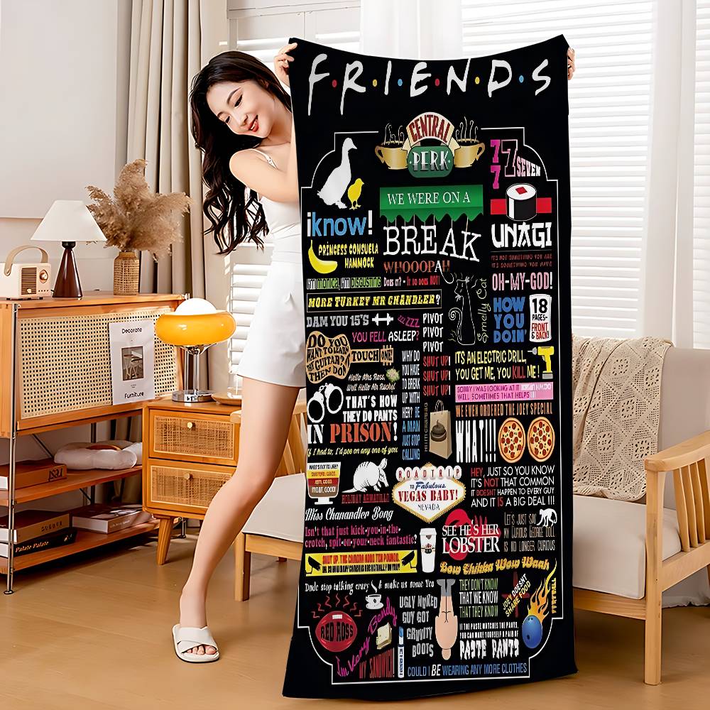 

Friends TV Show Microfiber Printed Beach Towel Mountain Climbing Yoga Beach Swimming Running Absorbent Soft Towel W40*H60(CM)