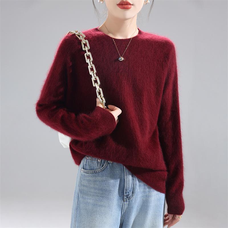 Autumn And Winter New Wool Sweater Pulled Knitted Crew Neck Loose Sweater Top With Knitted Sweater Bottoming Shirt Casual