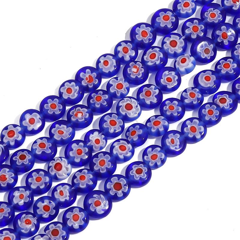 Thousand Flower Glazed Flat Beads for DIY Bracelets, Necklaces, and Earrings