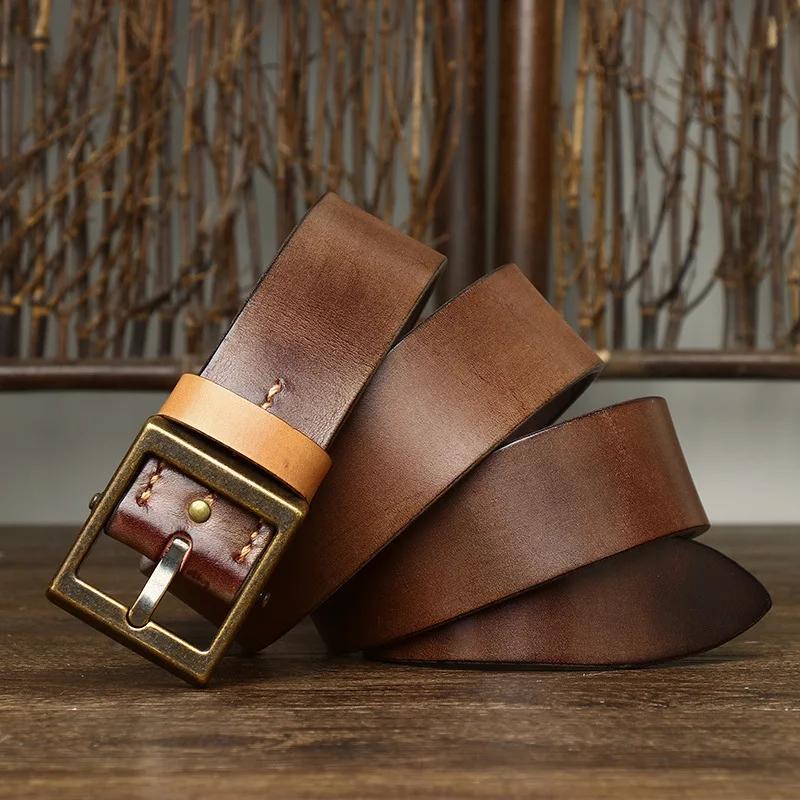 3.8CM Thickening Top Layer Cowhide Genuine Leather Belts for Men Luxury Designer High Quality Vintage Jeans Cowboy Male Belt