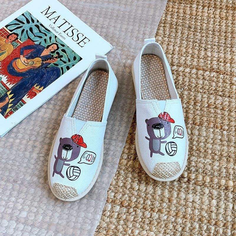 Spring cloth shoes one pedal flat-bottomed lazy fisherman breathable canvas single shoes