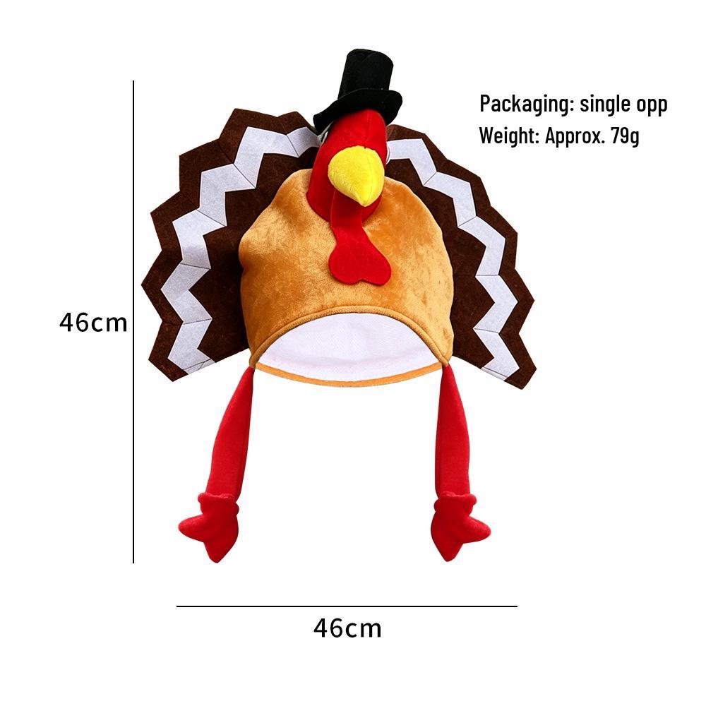 Thanksgiving Turkey Hat - Cartoon Chicken Leg Headband, Gold Velvet Costume for Party or Carnival.