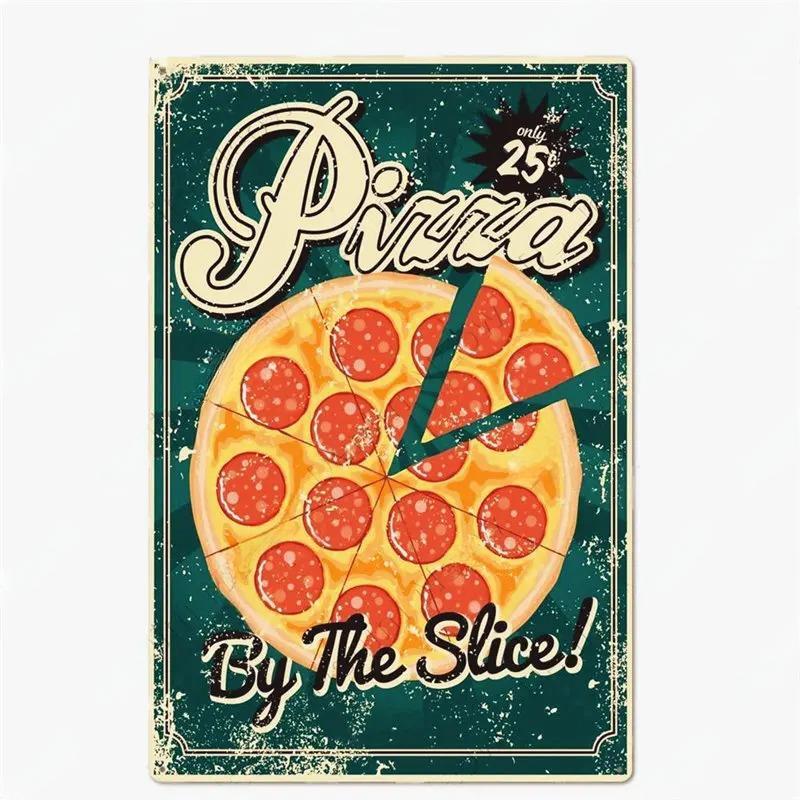 Great Food Vintage Metal Signs Pizza Zone Plaque Pub Bar Home Decoration Best Homemade Posters Italian Pizza Wall Art Plate