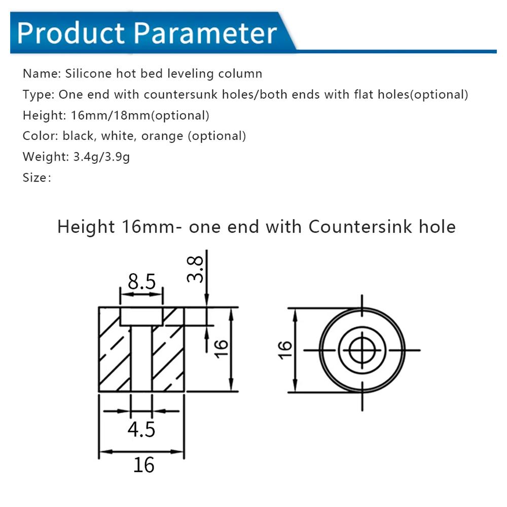 3D Printer Part Hot Bed Leveling Column Silicone Solid Spacer Platform Leveler for CR10 Ender 3 V2 Prusa Anycubic Series Heatbed