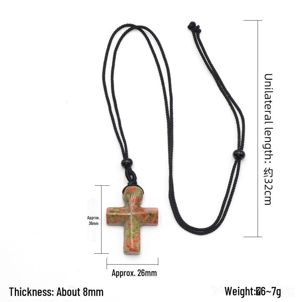 Colier Cruce din Cristal de Agat - Lanț Pulover din Piatră Semiprețioasă, Cadou Perfect de Ziua Recunoștinței.
