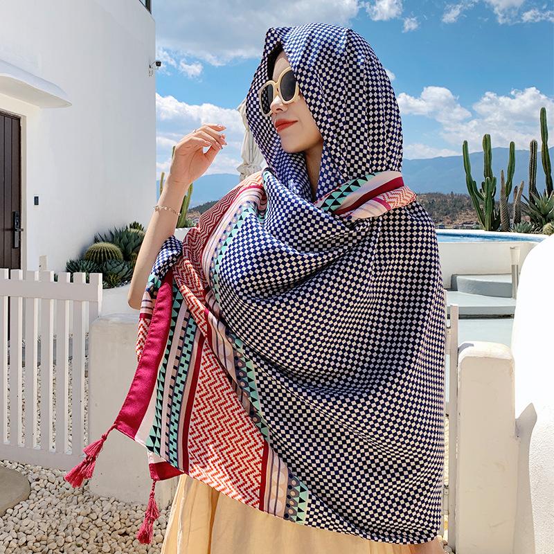 Summer new personalized trend fashion sunshade sunscreen shawl ethnic style comfortable breathable resist ultraviolet silk scarf