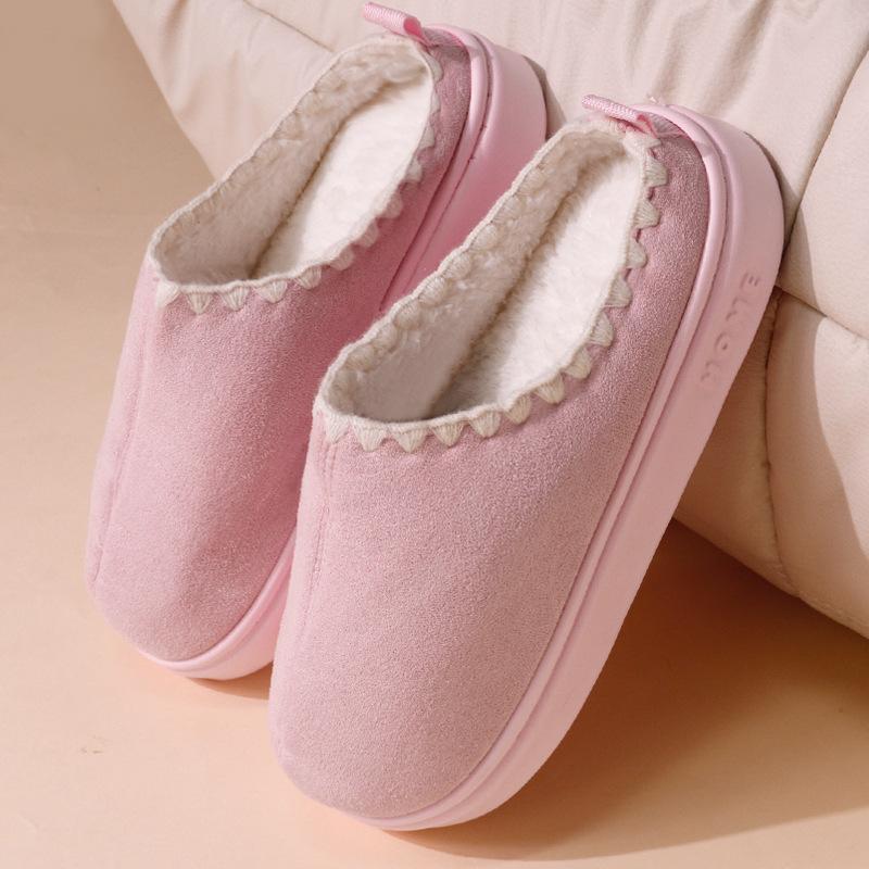 

Новые хлопковые тапочки женские осенне-зимние домашние теплые плюшевые комнатные мужские зимние на толстой подошве домашние 36-37 розовый