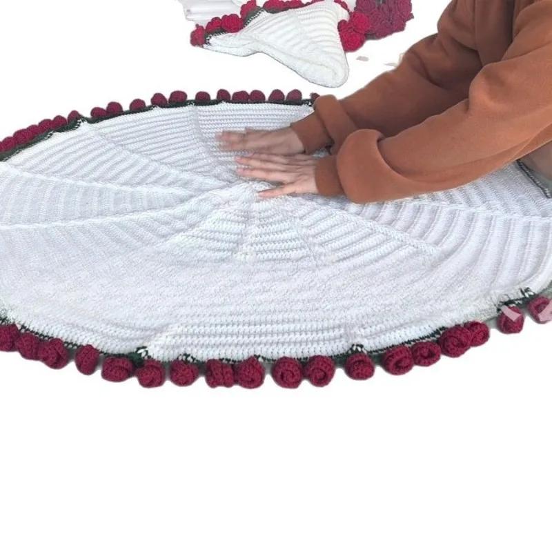Handmade Pack Crocheted Blanket Acrylic Fiber Rose Bouquet Blanket Change Bouquet Creative Quilt Cover Diameter80/110/160cm