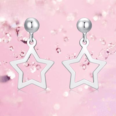 S925 Sterling Silver Earrings for Women Minimalist Star Short Earrings Korean Style Geometric Five-Pointed Star Silver Accessories