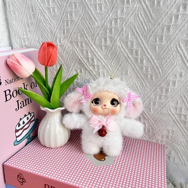 Söt plyschdocka nyckelring Kawaii vinylansikte plyschväskhänge mjuk stoppad ryggsäckshänge samlarobjekt present för flickor kvinnor