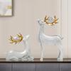 2Pcs Wealth Deer Ornament The Deer of Fortune Figurine Resin Modern Artistic Tabletop Deer Statue Gift for Birthday Housewarming