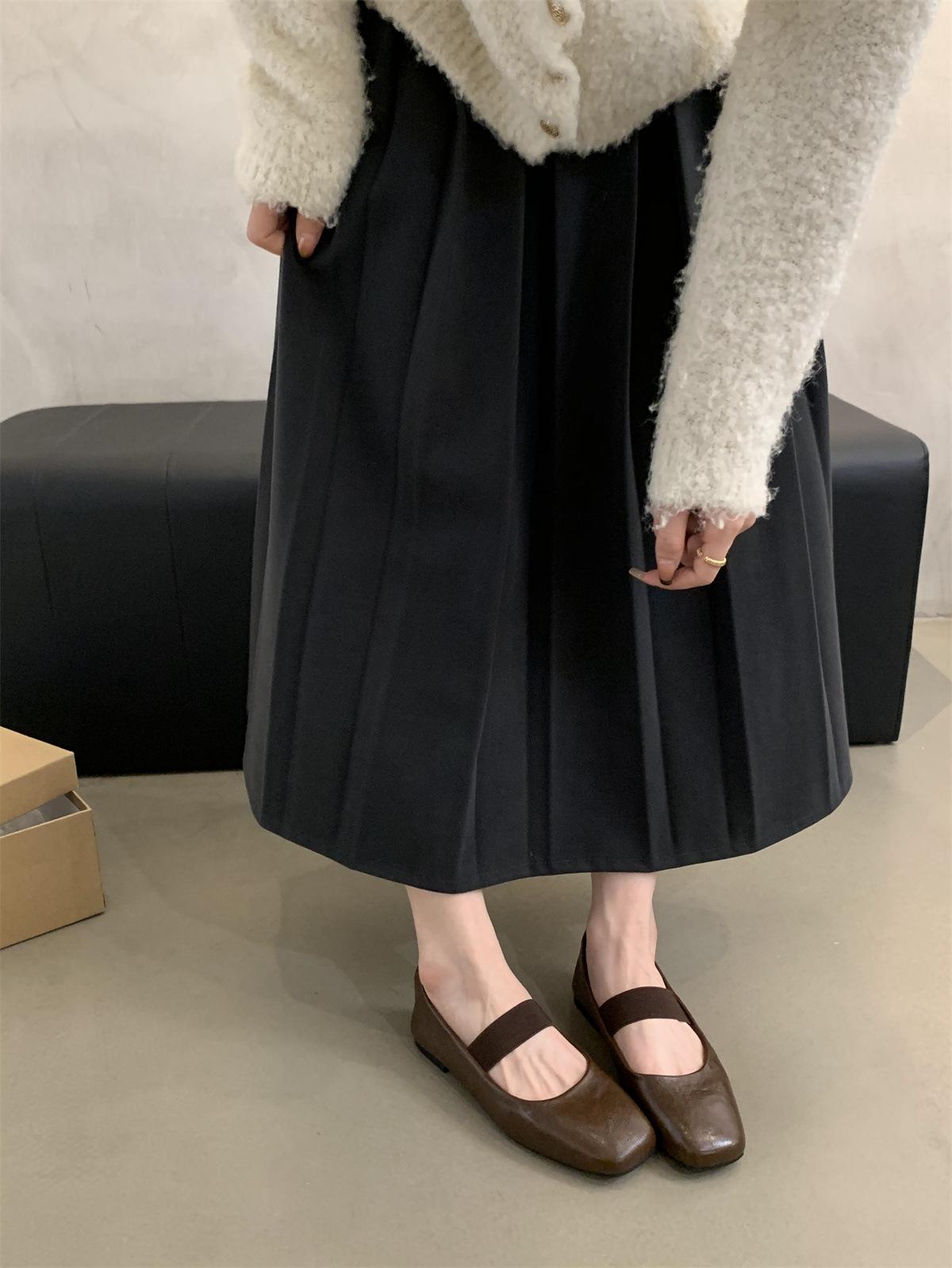 

Винтажные туфли-лодочки с квадратным носком для женщин на весну и осень, французские повседневные балетки, туфли Мэри Джейн, модные и универсальные 40 коричневый