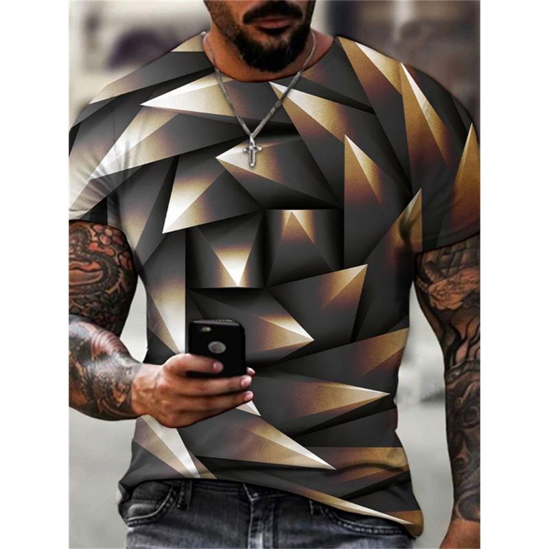 Men's New 3D T-shirt Crew Neck Short Sleeve Casual Top Breathable