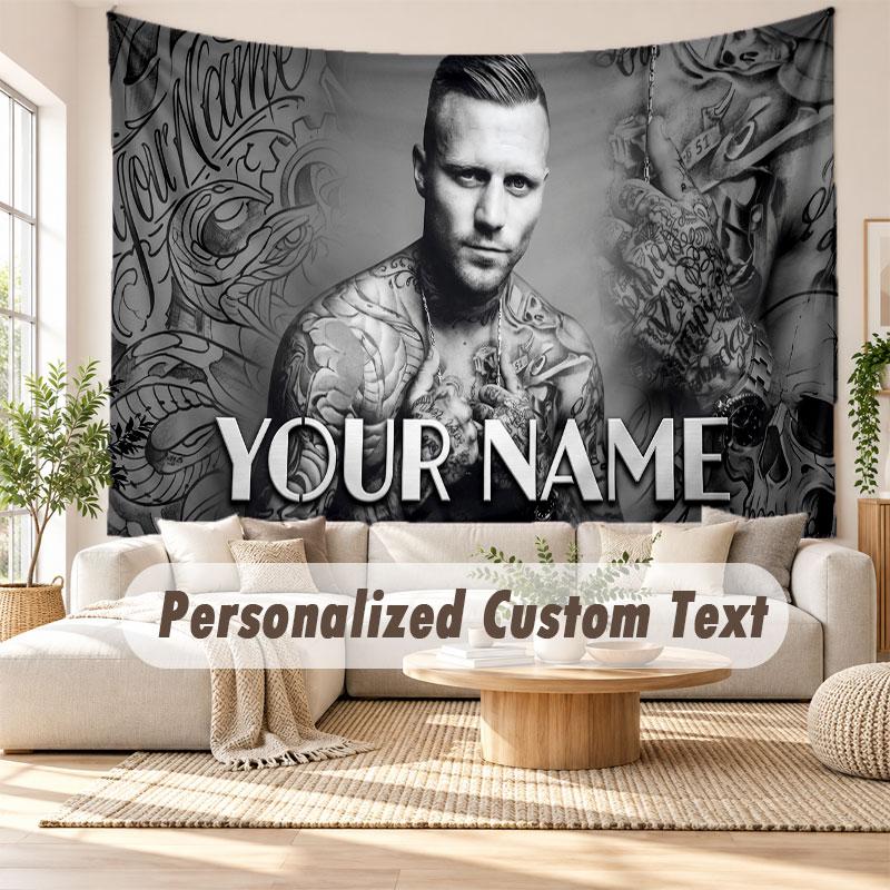Custom Name Wall Hanging Tapestry,Kontra K Decorative Backdrop Tapestry For Dorm Home