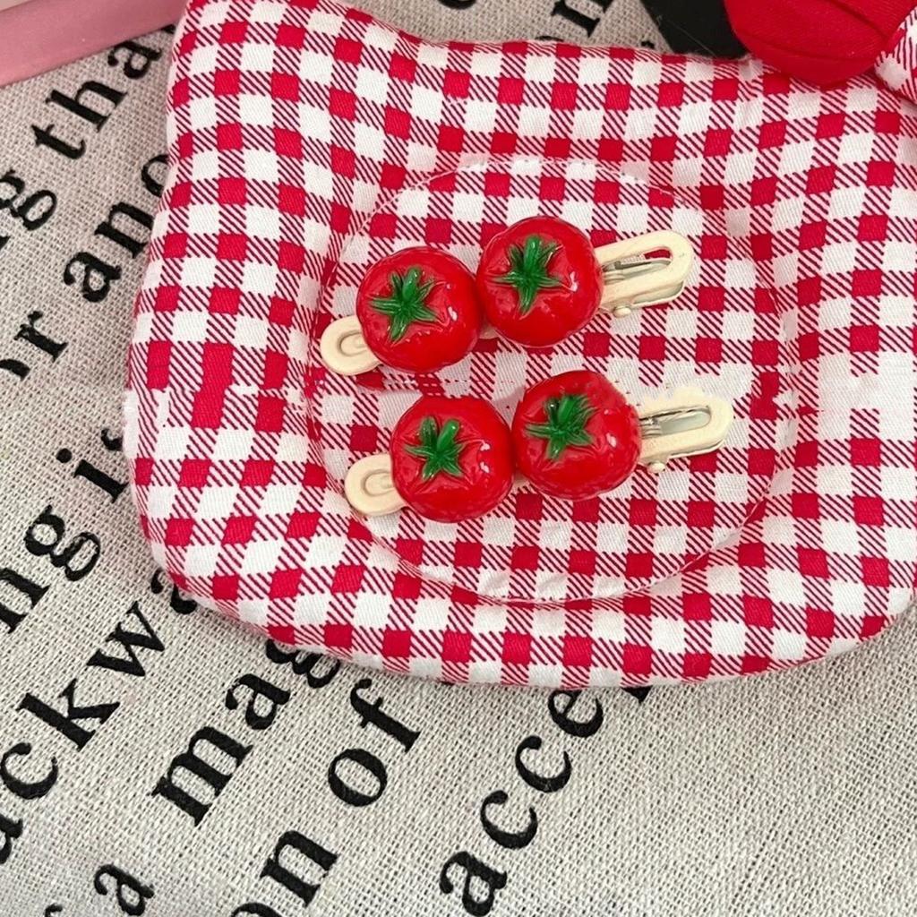 1pcs Cute Tomato Cartoon Clip Hairpins 5.5cm Fun Party Accessories for Kids Women Christmas Party Non-Slip Hair Clips