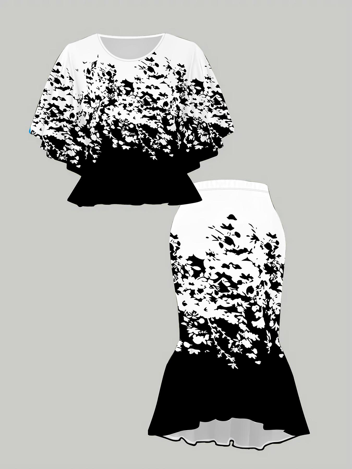 

3D Printed Classical Totem Women s Print, Fashionable Large-sized, Elegant, Versatile for All Seasons. T-shirt, Skirt and Set 1XL білий