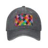 Mardi Gras Harlequin Plaid playing cards Rhombi Denim Cap Casual Baseball Caps Adjustable Hat Summer Unisex Baseball Hats