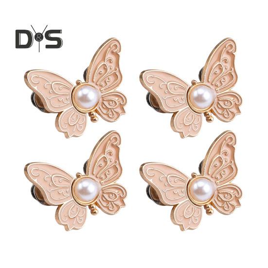 2 Paar Hosenbundspanner, verstellbare Schmetterlingsknopfstifte, Hosenclips, abnehmbare dekorative Taillenschnallen für weite Jeans, Hosen, Röcke