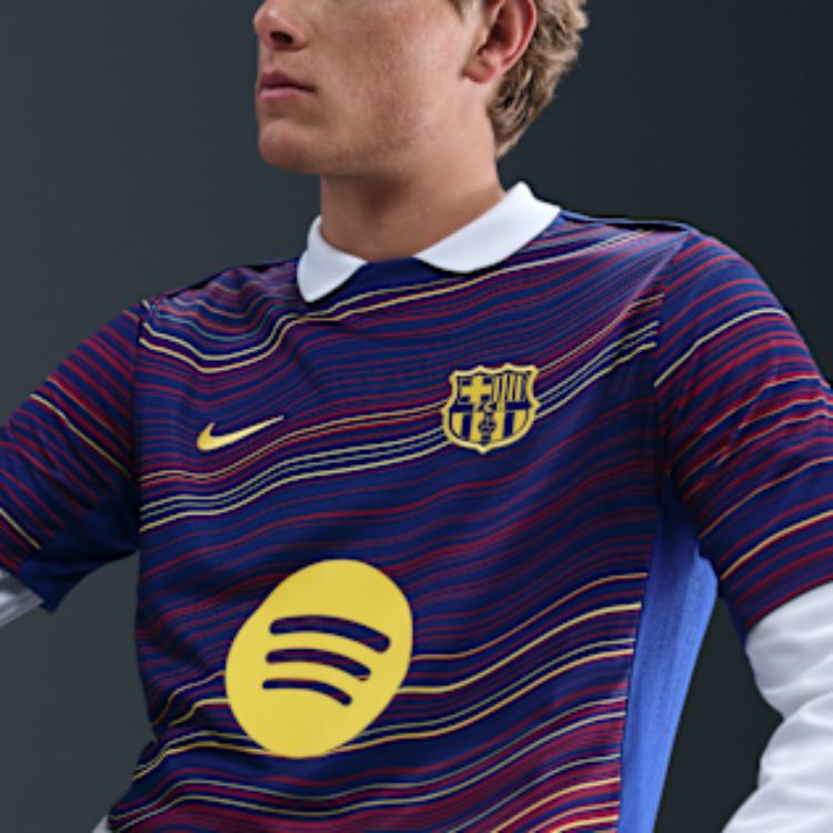 Nike Striped Slim Fit Crew Neck Short Sleeve Soccer Shirt Men tops HJ7142-456
