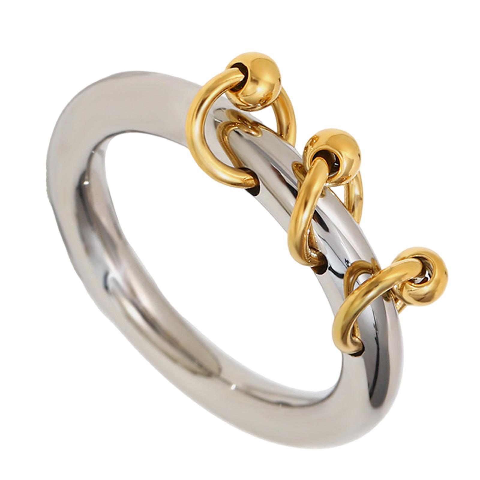 

Элегантное кольцо с бахромой из бусин из нержавеющей стали, двухцветное, ювелирное изделие для женщин, водонепроницаемое, регулируемый размер 7