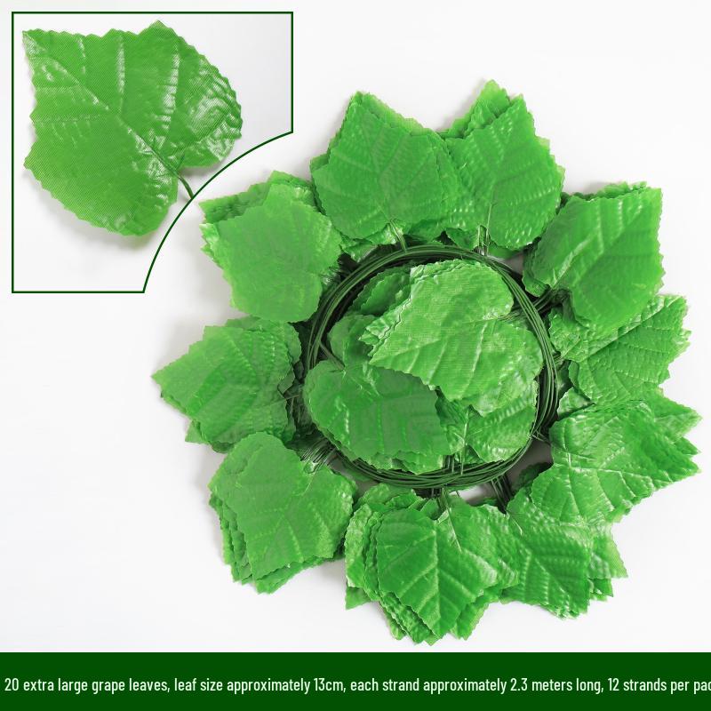 Green Leaf Rattan Grape Decorative Artificial Vine for Balcony & AC Pipe Cover