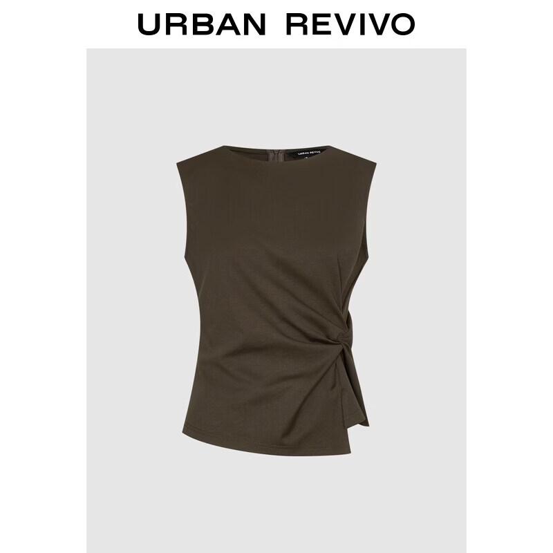 UR 2026 Spring Elegant Sleeveless Twist-Waist T-shirt