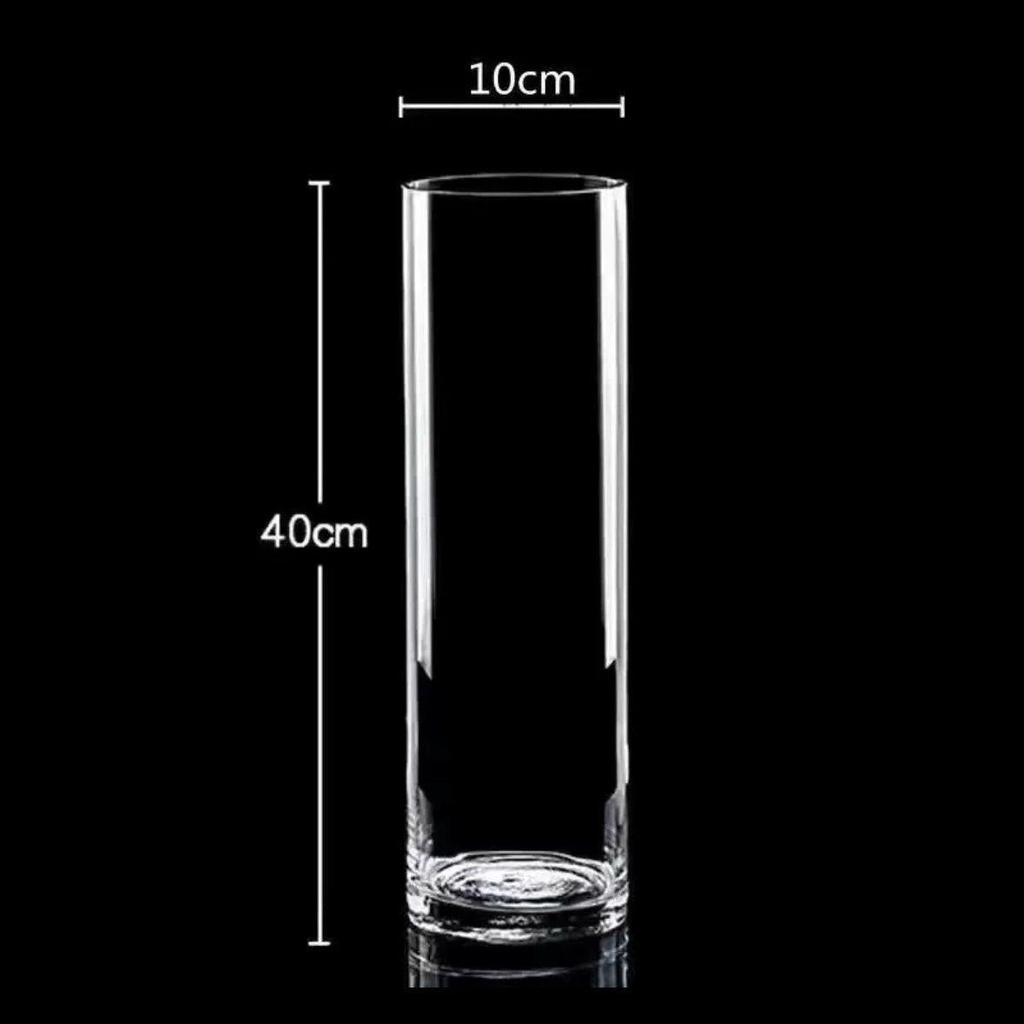 Acrylic Transparent Vase for Flower Arrangements and Lucky Bamboo - Large Straight Cylinder Design