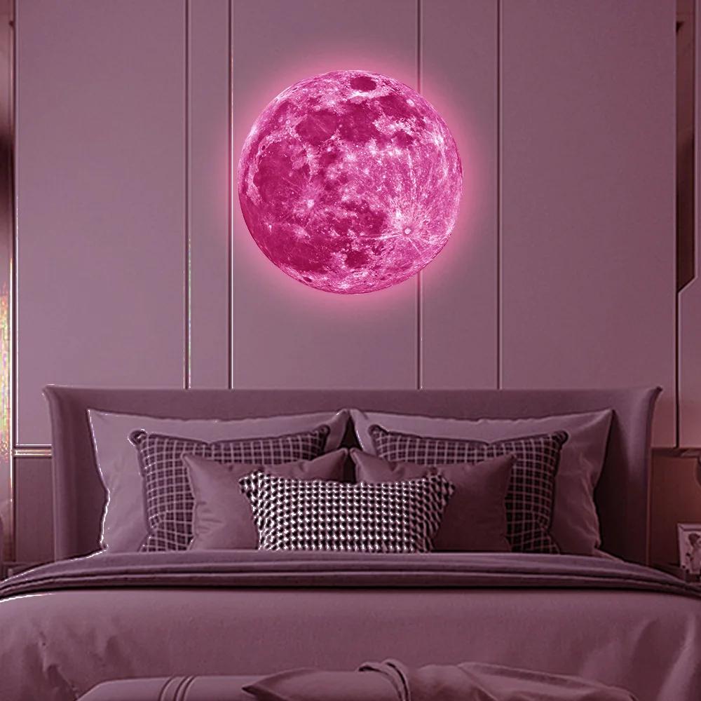 5-30cm Luminous 3D Moon Wall Stickers For Kids Baby Room Bedroom Decoration Living Room Home Decals Glow In The Dark Wallpaper