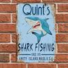 Vintage Shark Fishing Metal Sign    Rustic Distressed Wall Art with QuintS Shark Design Durable IndoorOutdoor Home Decor F