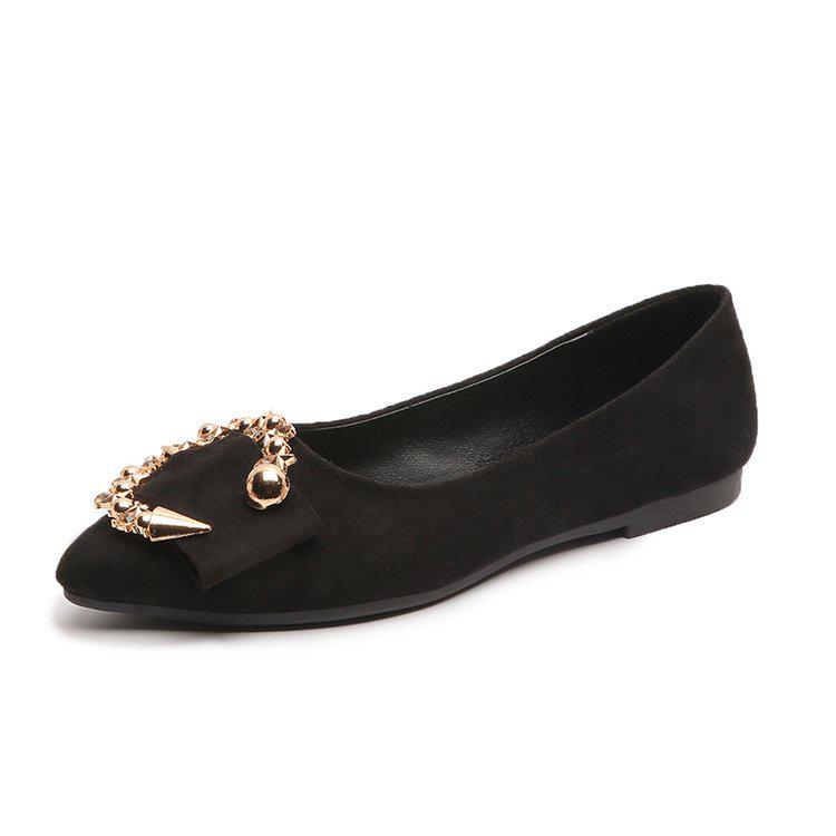 2025 Spring/Summer Women's Pointed Toe Flats - Korean Style Casual Slip-on with Round Buckle
