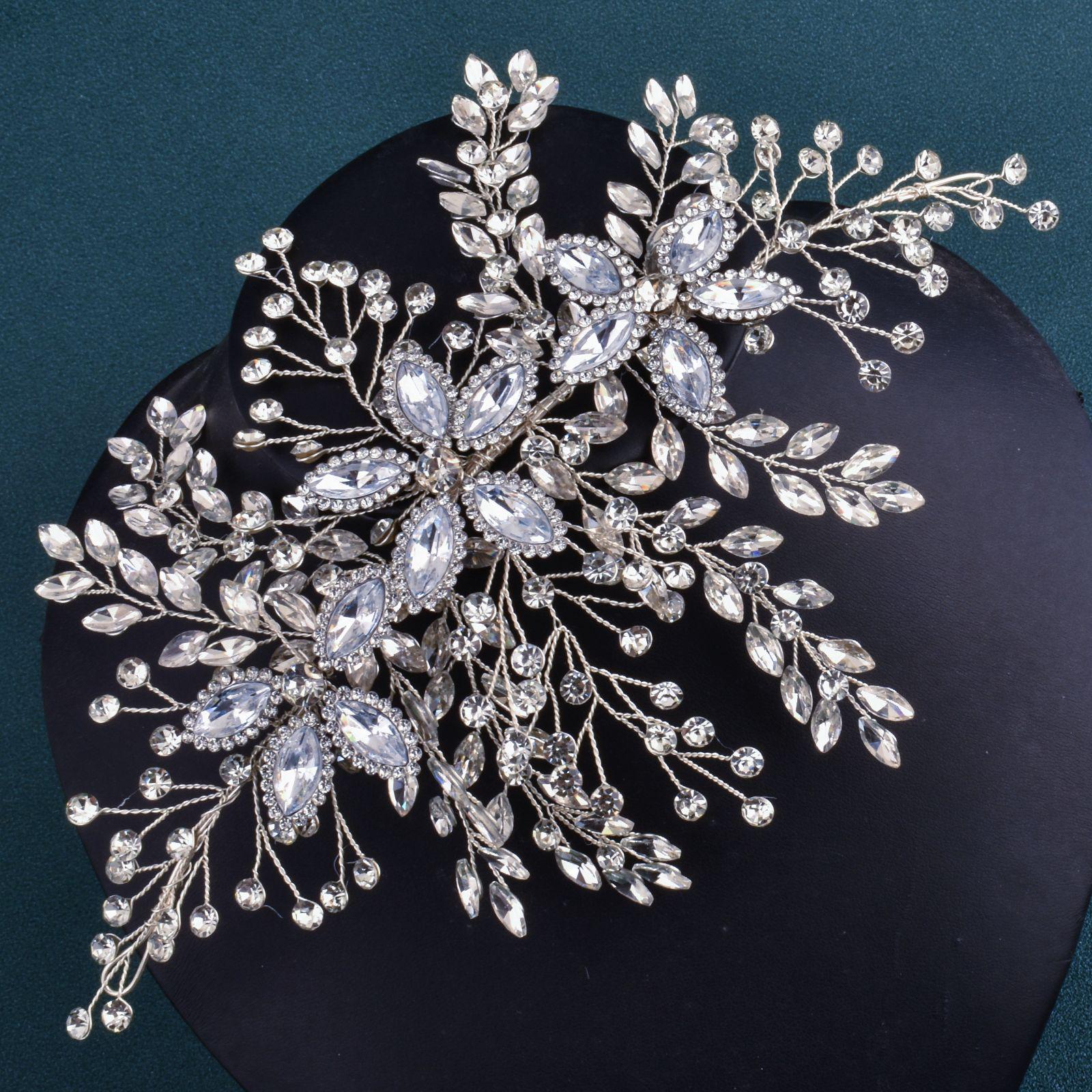 

Сделанный вручную европейский и американский свадебный головной убор D158 - Ажурный дизайн Свадебное и вечернее платье Украшение для волос серебряный