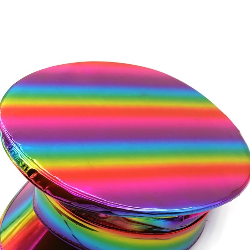 Shimmering Marine Hat Adult PU Leather Flat Top Caps for Bachelorette Party