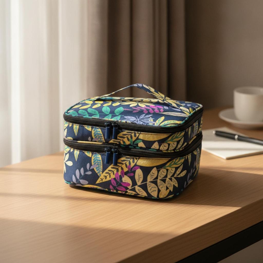 Cosmetic Bag with Carry Handle | Portable, Lightweight, Multi-Compartment Nail