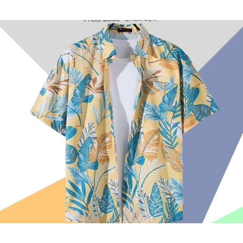 Men's Casual Shirt Printed Short-sleeved Shirt Suitable for Outdoor Sports