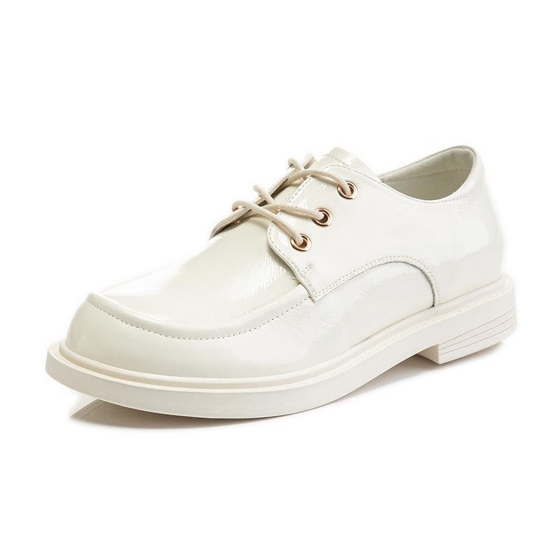 Spring 2025 New Fashion Single Shoes Women's Thick Heel Casual Shallow Mouth Leather Women's Shoes Round Head Versatile Small Leather Shoes Women's Ti