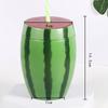 Watermelon Shaped Cup with Lid Straw Juice Durable Drinking Lovely Party Cold Water Bottle Creative Reusable Plastic Drinkware