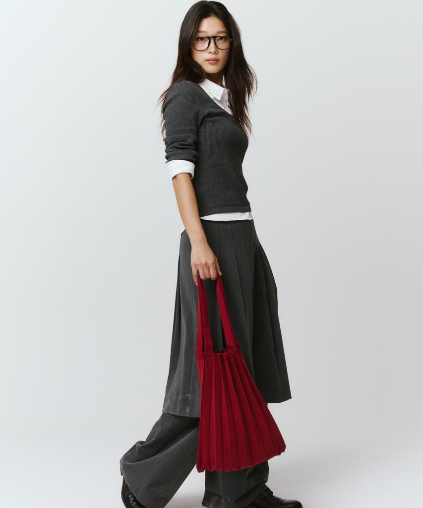 Pleatsmama New Shoulder Bag Burgundy