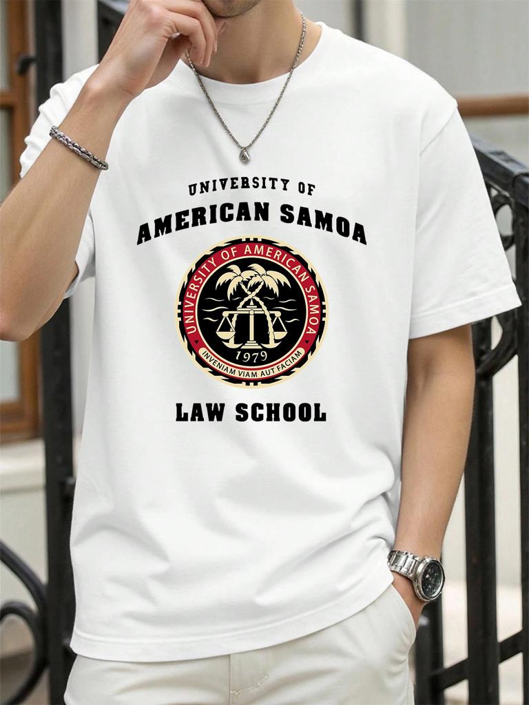 American Samoa Law School Print Men T Shirts AllMatch Cotton TShirt Casual Crewneck Loose Streetwear Man Summer Basics Top