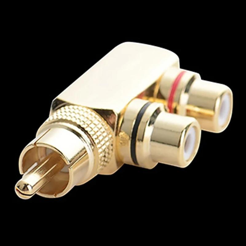 Gold Plated Av Audio Splitter Plug Rca Adapter 1 Male To 2 Female F Connector Tool