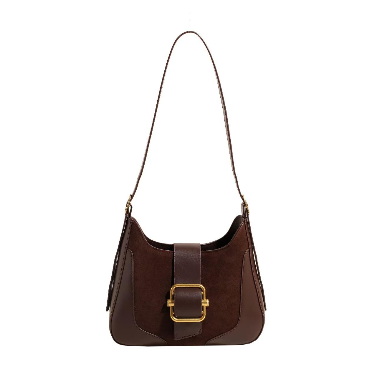 

Премиальная сумка через подмышку в ретро-контрастном цвете, модная портативная сумка через плечо с косым ремнем темно-коричневого