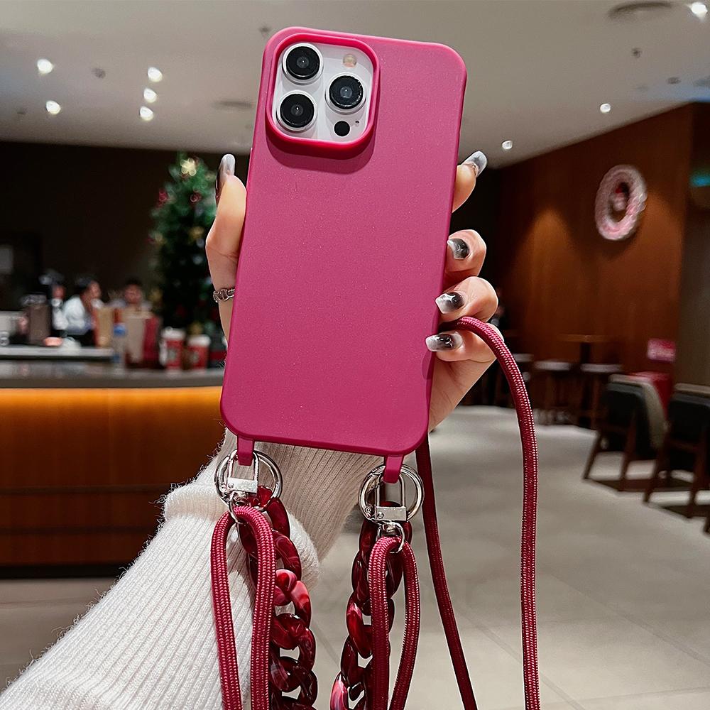 Crossbody Lanyard Cord Soft Acrylic Bracelet Case For iPhone 17 16 15 Pro Max 14 Plus 13 12 Liquid Silicone Shockproof Cover