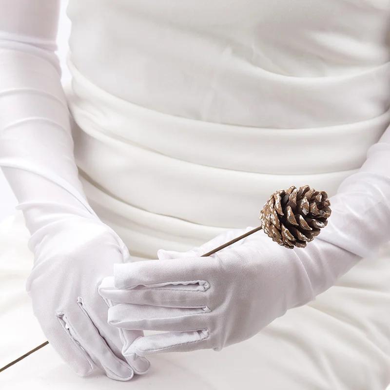 Gants longs jusqu'au coude en satin stretch pour femmes, gants de flapper assortis au costume