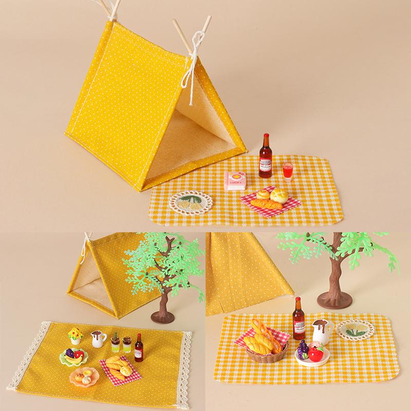 Dollhouse 1 12 Scale Miniature Camping Tent Set Creative DIY Doll House Outdoor Accessories for Camping Scene Role Play
