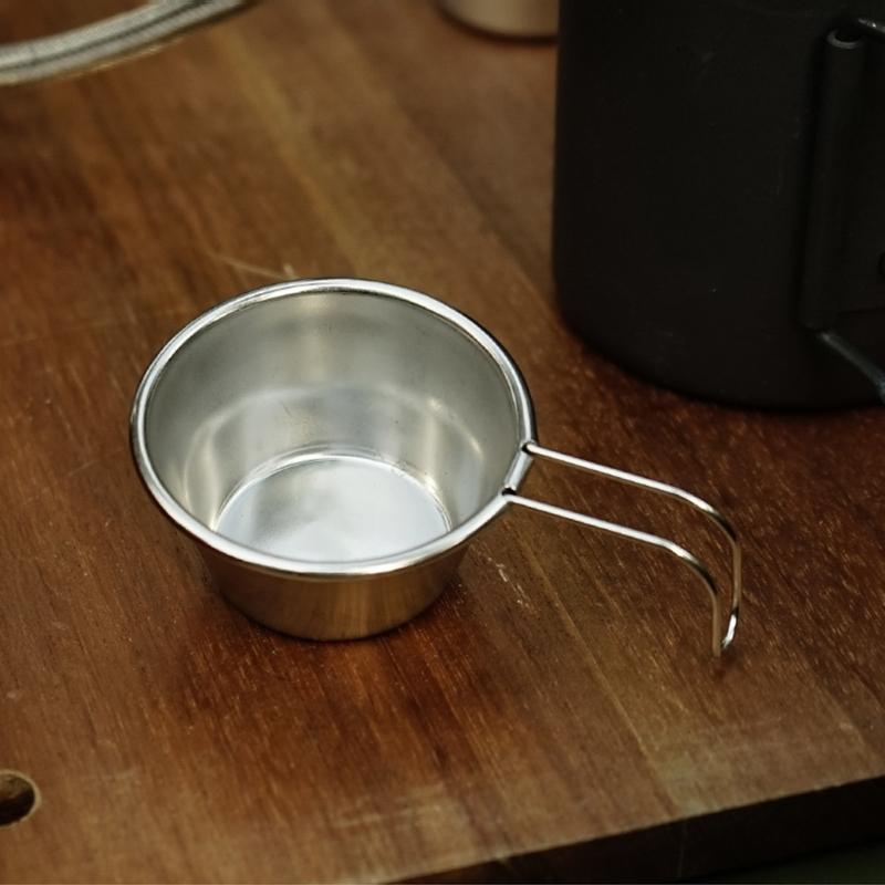 Camping Cookware Multipurpose Stainless Steel Cup with Hook Handle 50ml Capacity For Hiking Backpacking Adventure