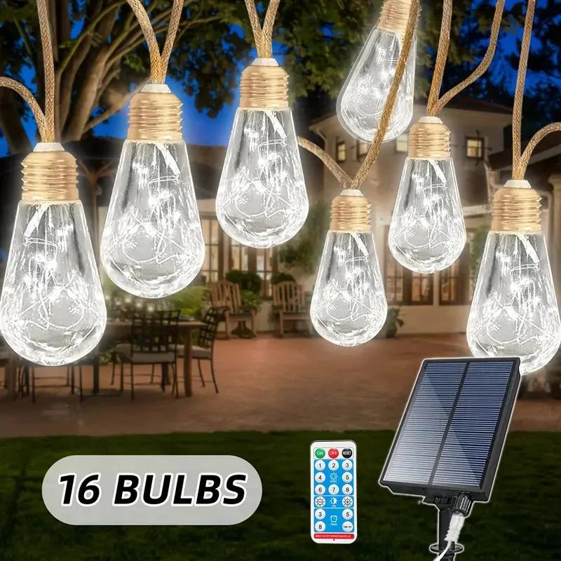 

10/20/25 Bulbs Solar String Lights Shatterproof LED Solar String Light Outdoor Umbrella Lights with For Patio Waterproof Lights