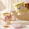 Butterfly Girls Goblet with Lid Spoon Personalized Creative Mug Office and Home Ceramic Cup Opening Gift Cup