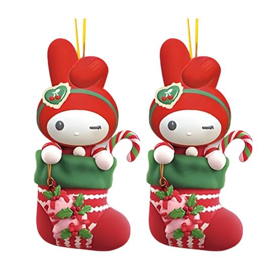 

2D Acrylic Christmas Charms Cartoon Flat Hanging Ornaments for Car Tree Home Decor Holiday Party Festive Accessories F