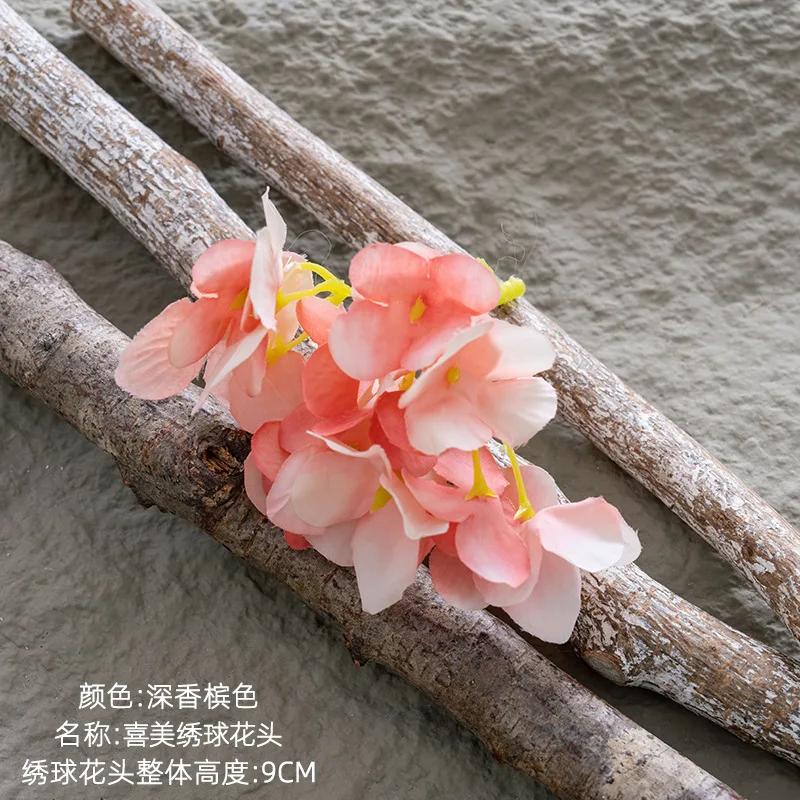 10PCS Hydrangea Head INS Style Artificial Flowers and Green Plants Wholesale Wedding Fake Flower Decoration Decoración Hogar